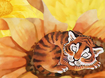 Тигрёнок на подсолнухе